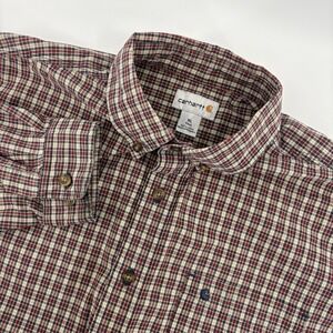 Carhartt‎ Men's XL Tall Red Plaid Button Down Long Sleeve Bellevue Pocket